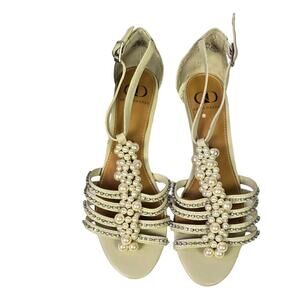 Kelsi Dagger Rhinestone and Pearls Sandals Sz 8.5